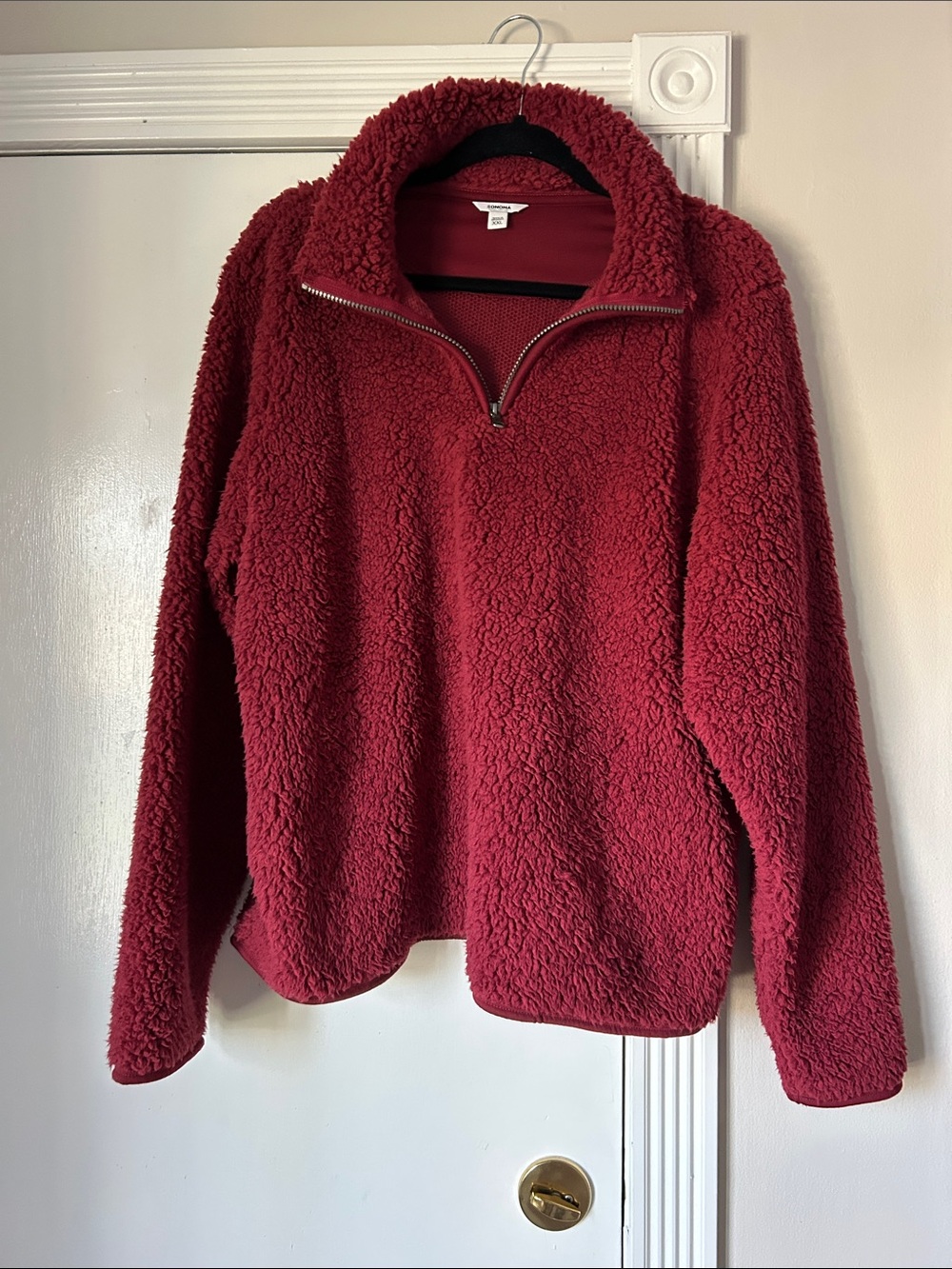 Sonoma Plush Half-Zip Turtleneck Pullover - Burgundy size XXL